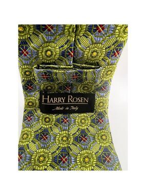 NWOT Harry Rosen Green Blue Patterned Silk Tie One Size